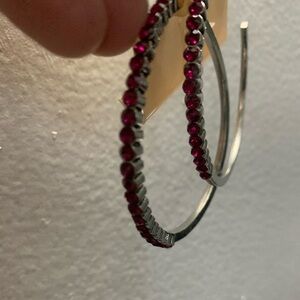 Pink Rhinestone Hooped Earrings
